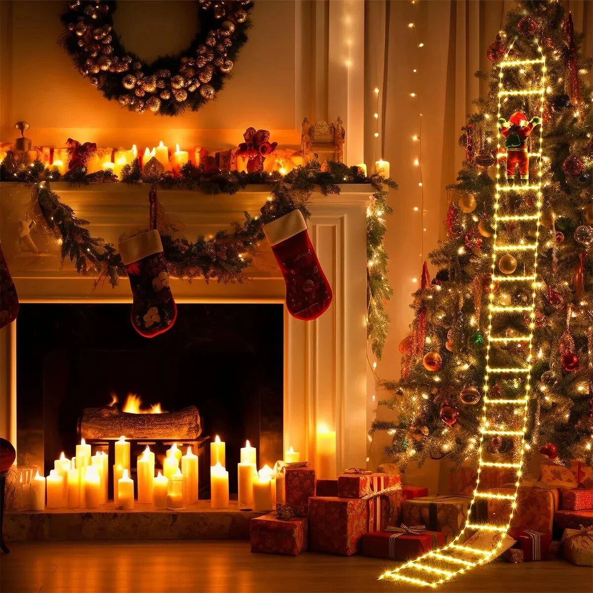 Klausio | Santa Climbing a Ladder, Outdoor Christmas Decoration for the Garden