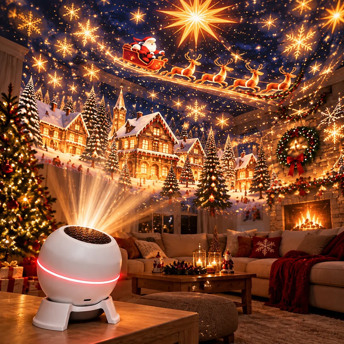 Snowvia | LED Weihnachtsbeleuchtung als Projektor mit bewegten Mustern, USB