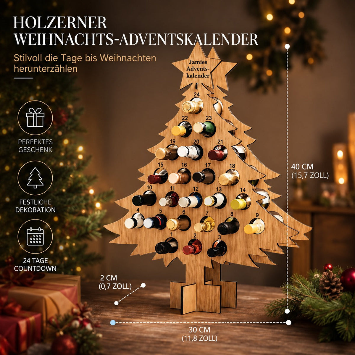 Wein & Bier Adventskalender aus Holz 2026