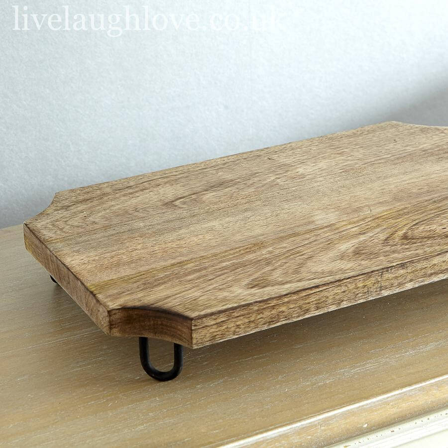 Holmira | Tabla de madera para servir con patas metálicas, 40 x 25 cm