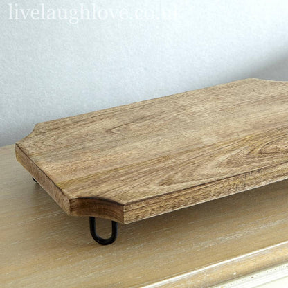 Holmira | Tabla de madera para servir con patas metálicas, 40 x 25 cm