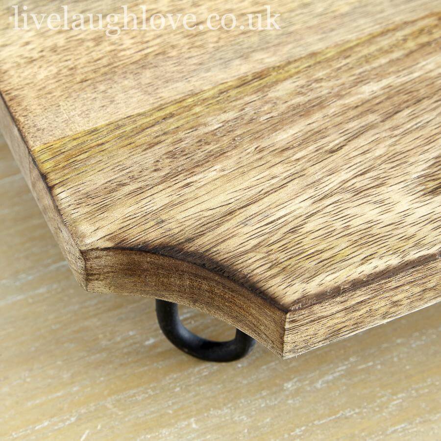 Holmira | Tabla de madera para servir con patas metálicas, 40 x 25 cm