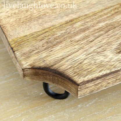 Holmira | Tabla de madera para servir con patas metálicas, 40 x 25 cm