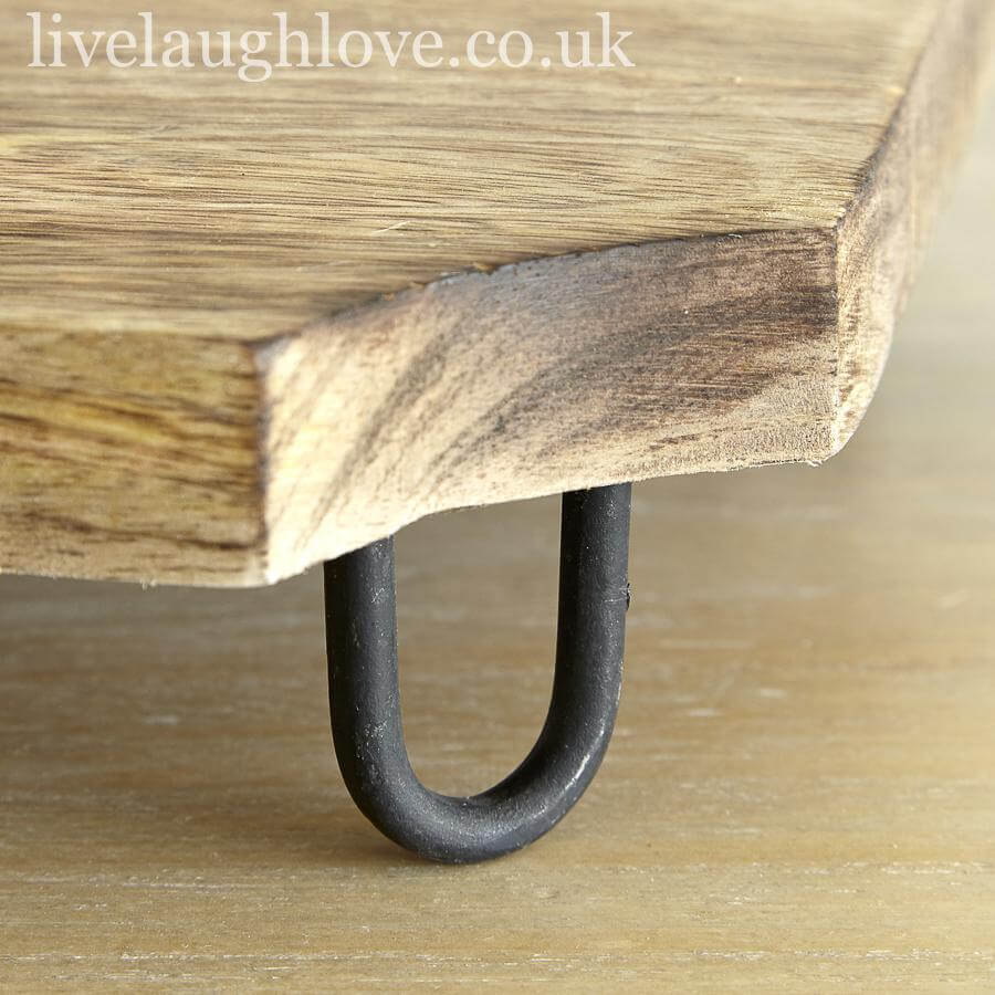 Holmira | Tabla de madera para servir con patas metálicas, 40 x 25 cm
