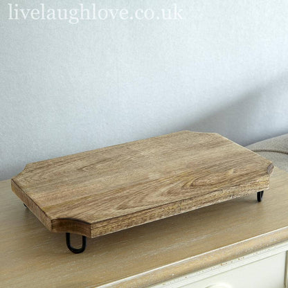 Holmira | Tabla de madera para servir con patas metálicas, 40 x 25 cm
