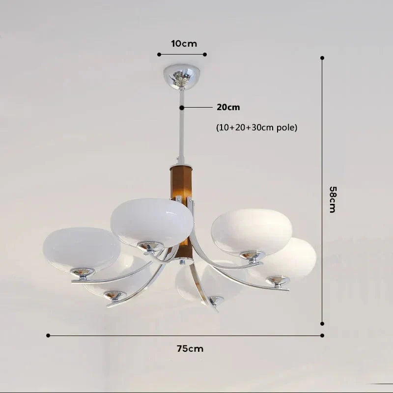 Lunaro | Lampada a sospensione Bauhaus con 3/5 paralumi in vetro opalino